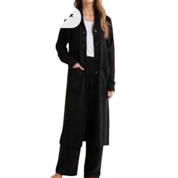 Nordstrom Signature Long Open Face 100% Cashmere in Black NWOT Size Small - Picture 1 of 4